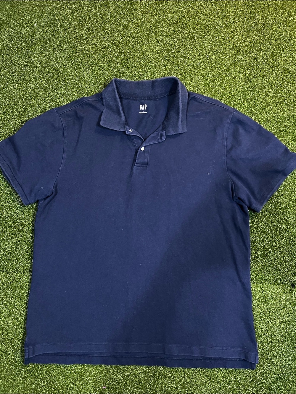 Gap Men's Large Pullover Short Sleeve Collared Slim Fit Navy Polo Shirt Classic